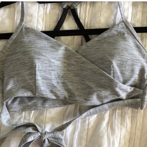 LORNA JANE STRETCH GRAY WORKOUT WRAP SPORTS BRA PADDED GYM YOGA ATHLEISURE S - Picture 11 of 16